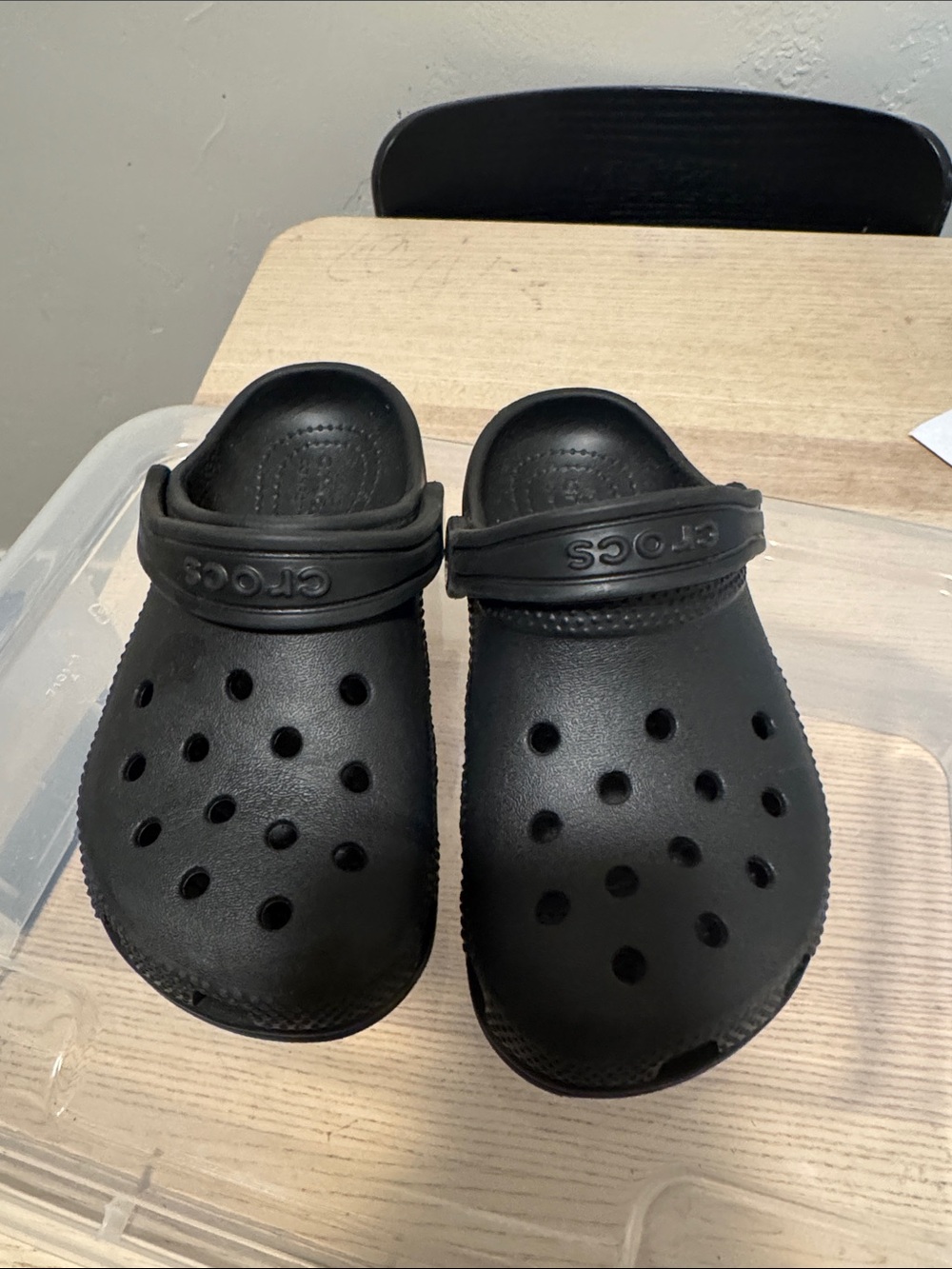 CROCS Kids Black Classic Clogs with Heel Strap